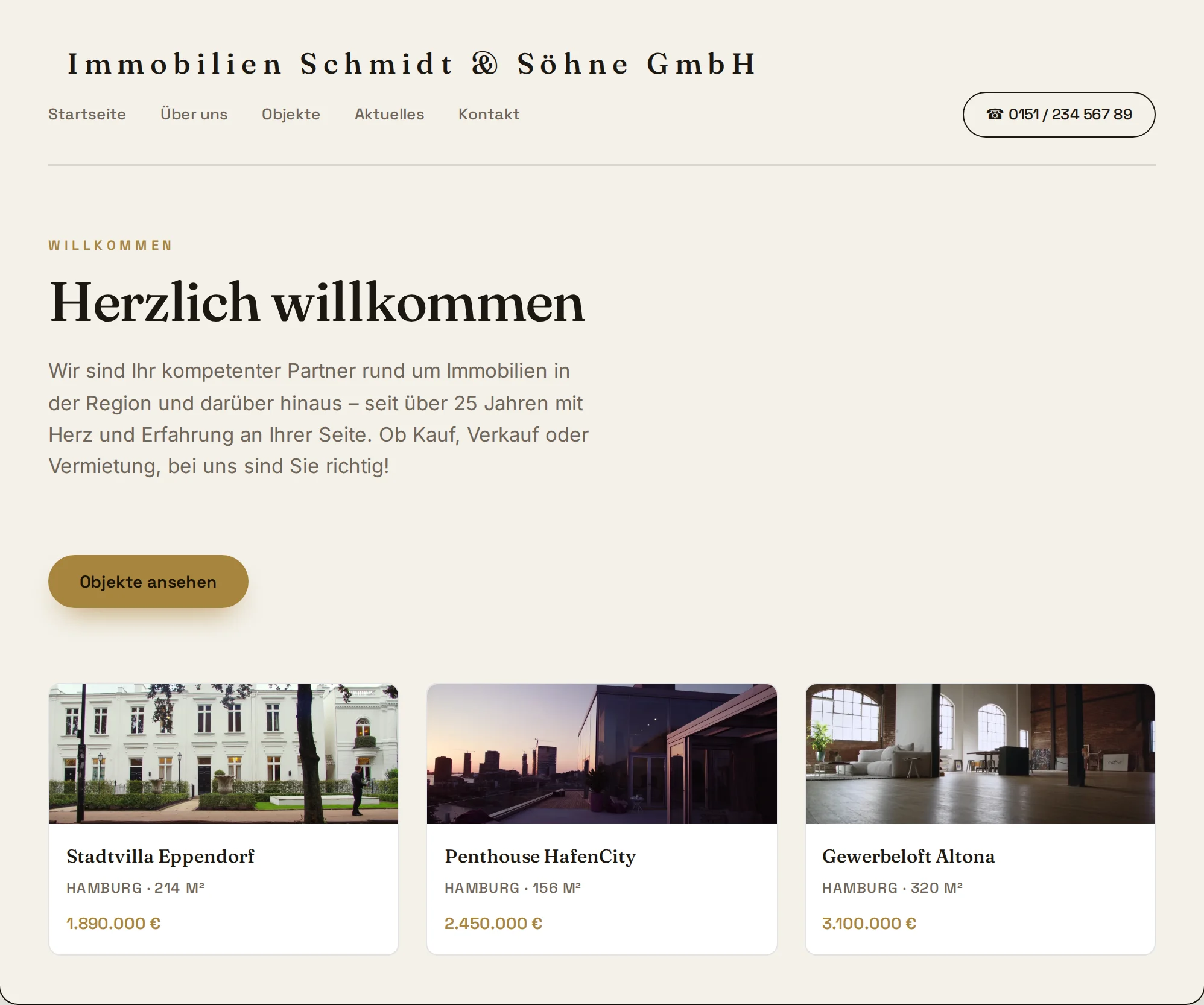 Klare, hochwertige Website von Studio Klarwerk – nachher