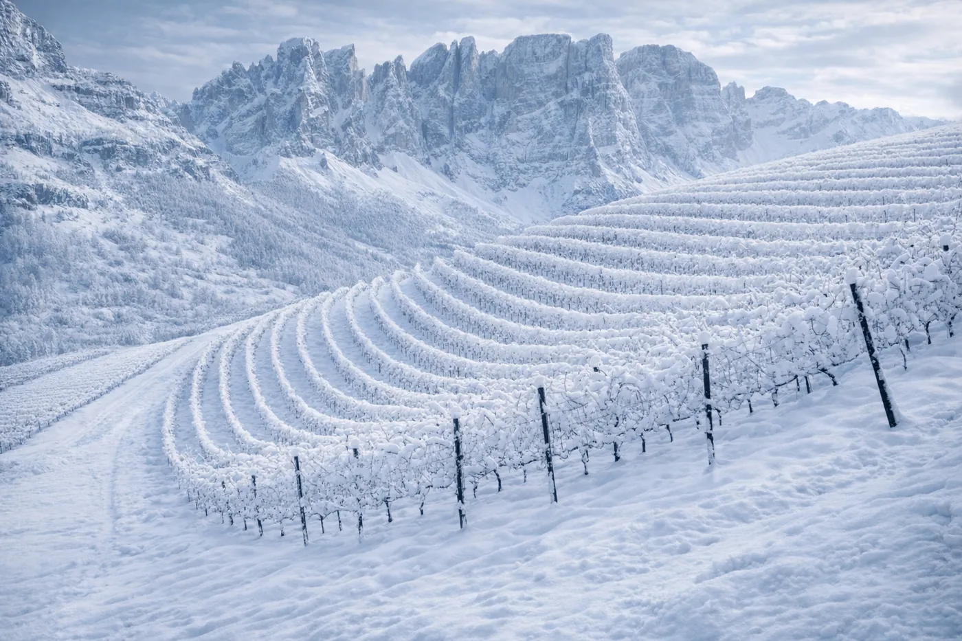 Weinberge Südtirol im Winter