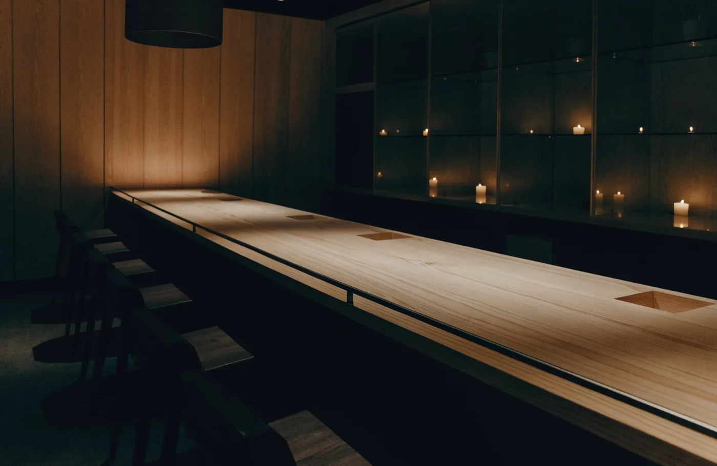 Der Omakase-Tresen aus Hinoki-Holz